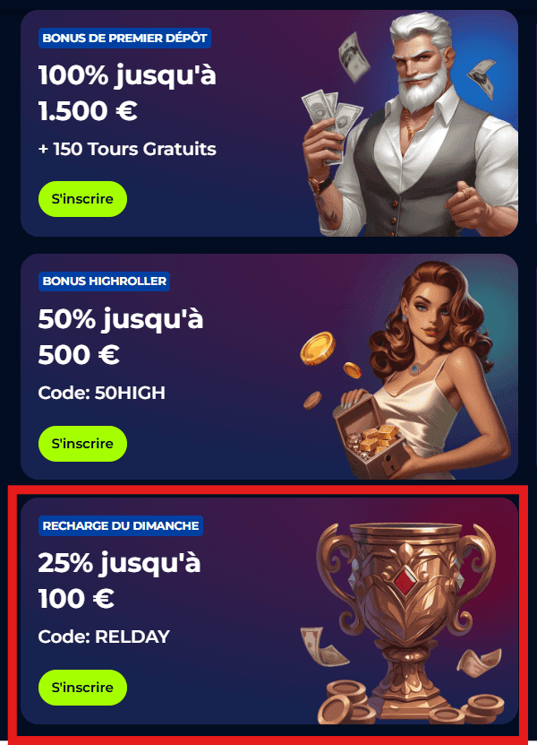 Bonus du dimanche BillionaireSpin