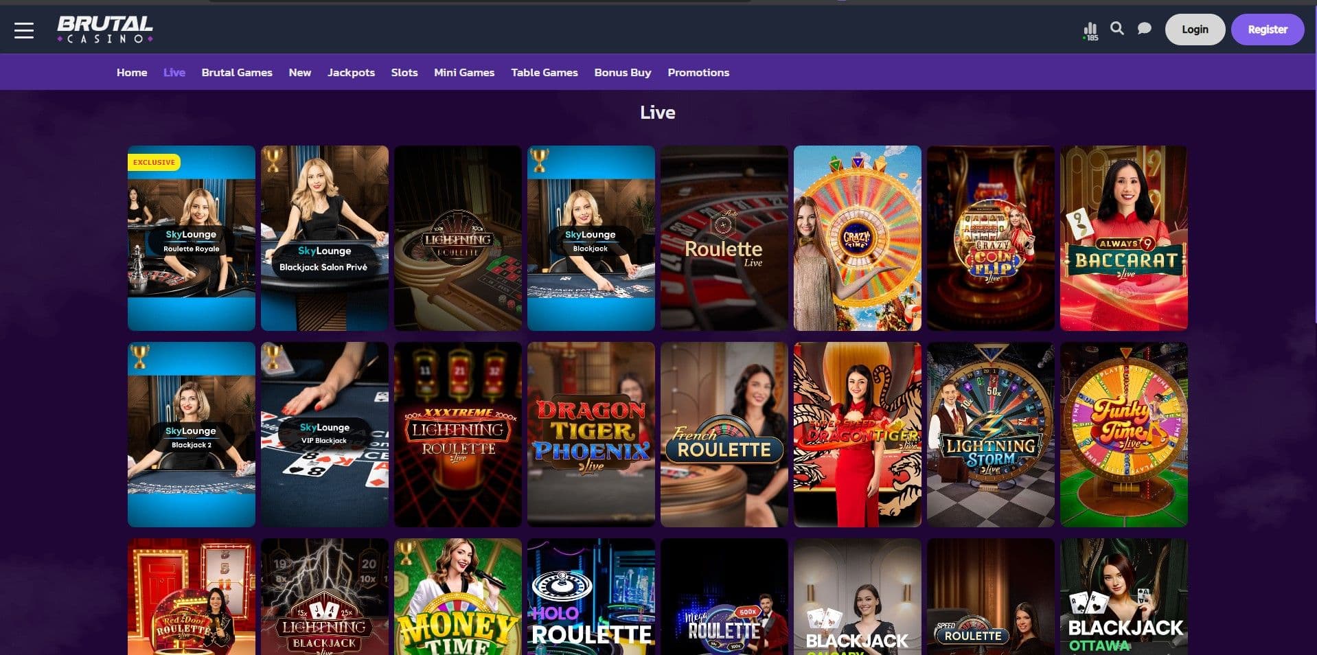 jeux live casino brutal