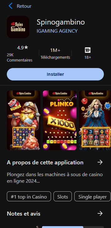Application mobile SpinoGambino Android