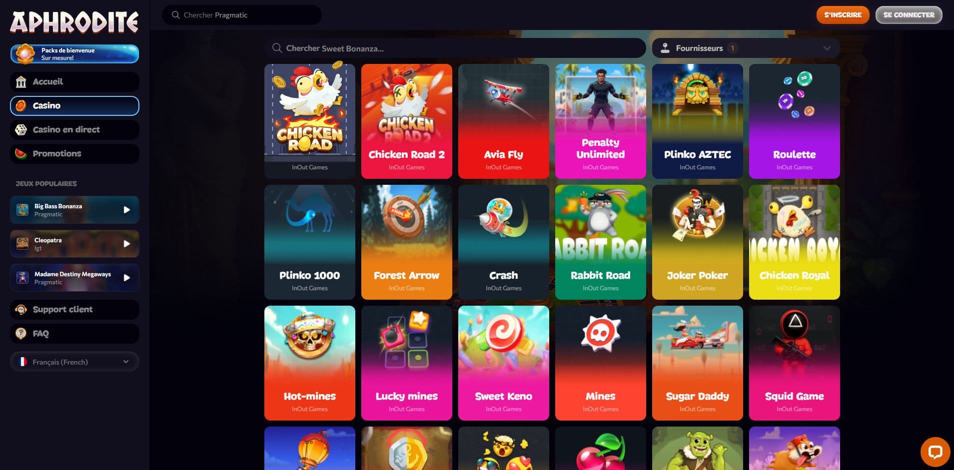 Liste des jeux InOut Games