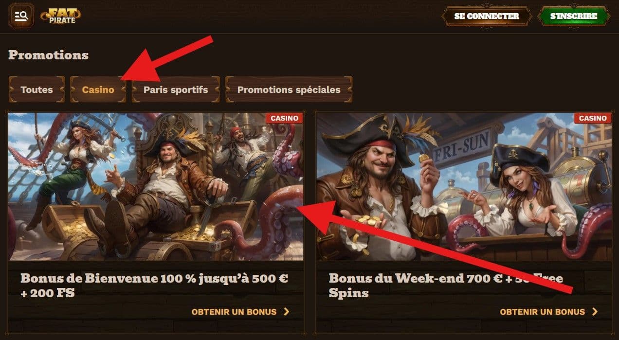 FatPirate bonus de bienvenue casino