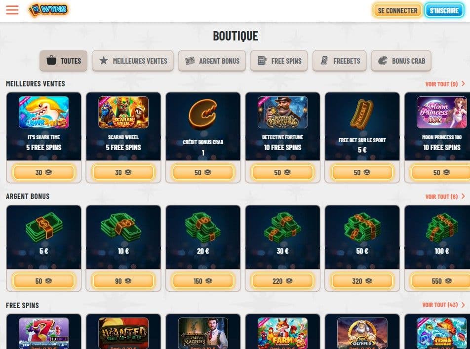 boutique wyns casino