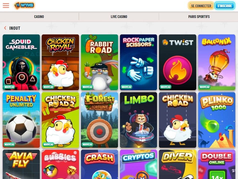 crash games et mini jeux wyns