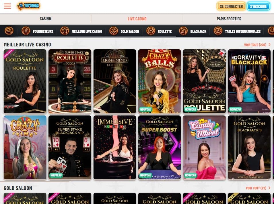 Casino en direct wyns