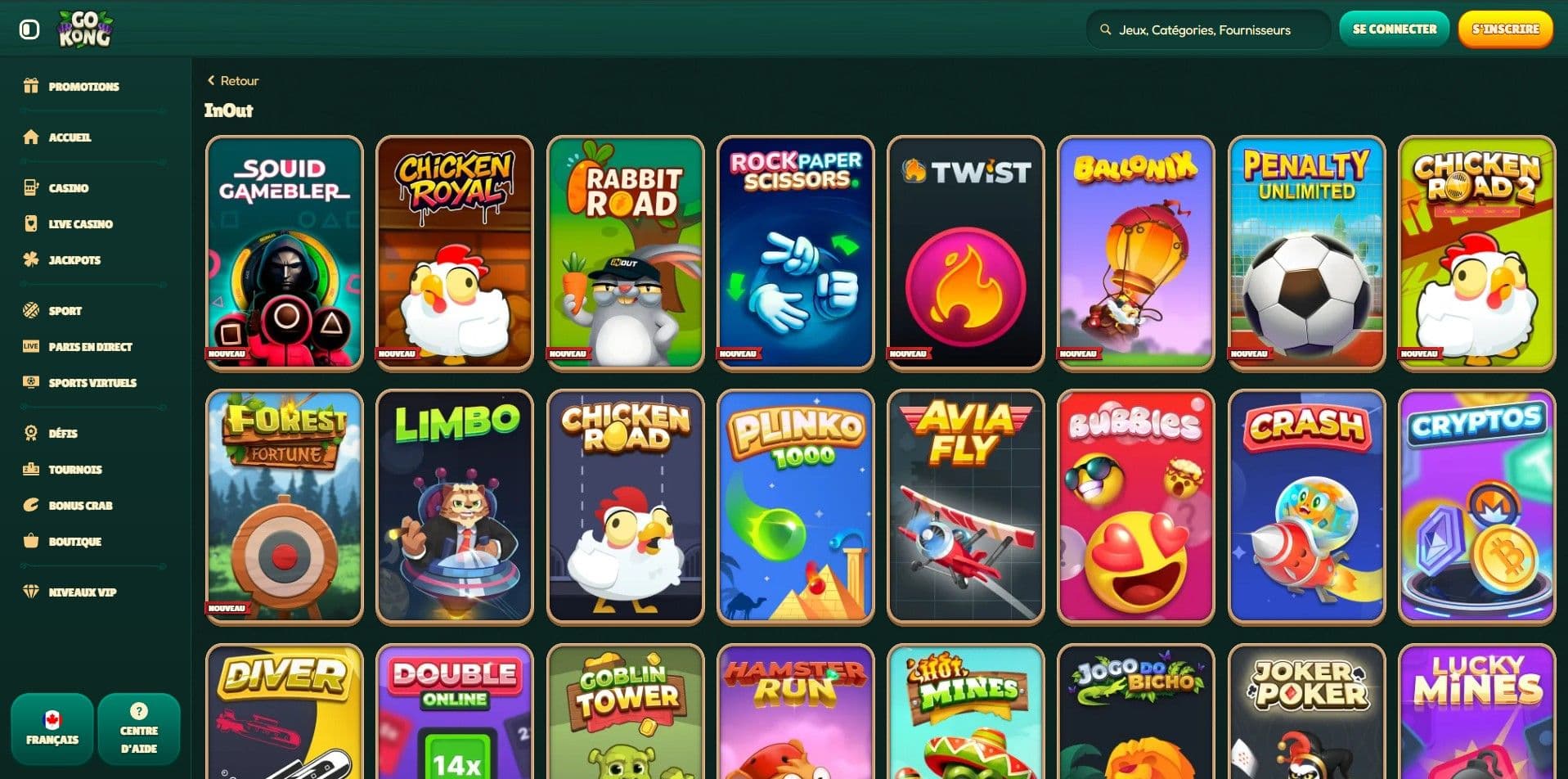 minijeux et crash games gokong