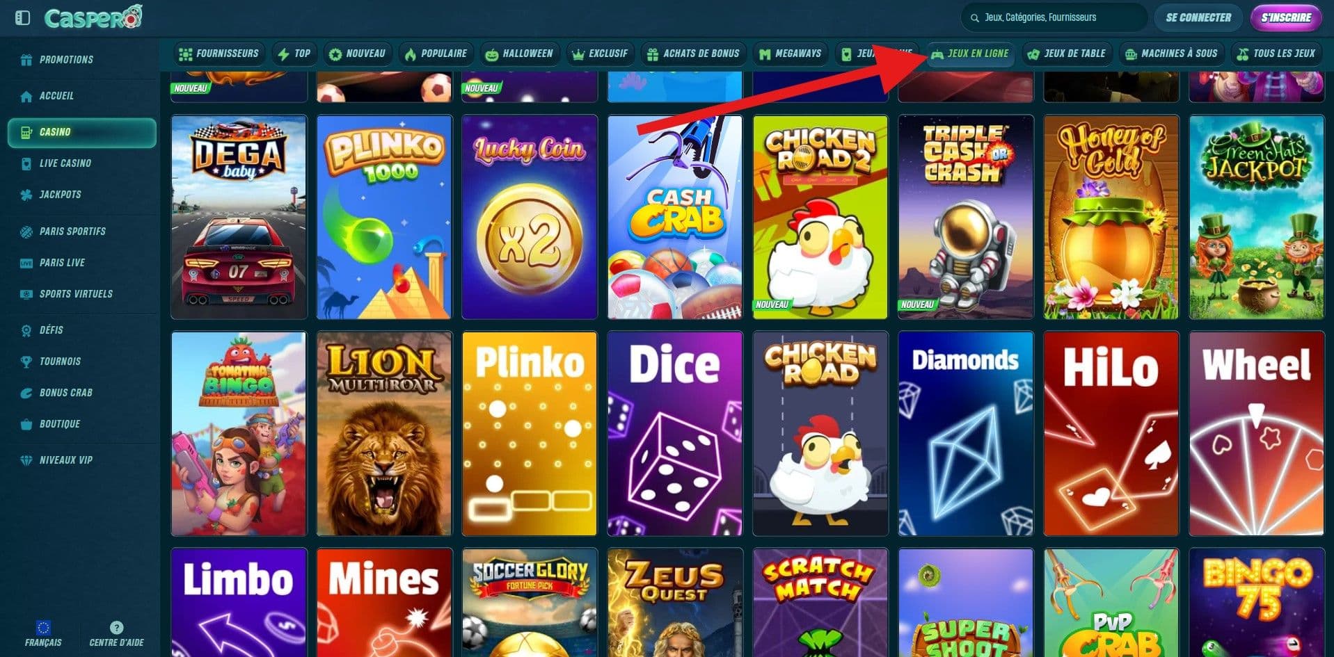 caspero mini jeux