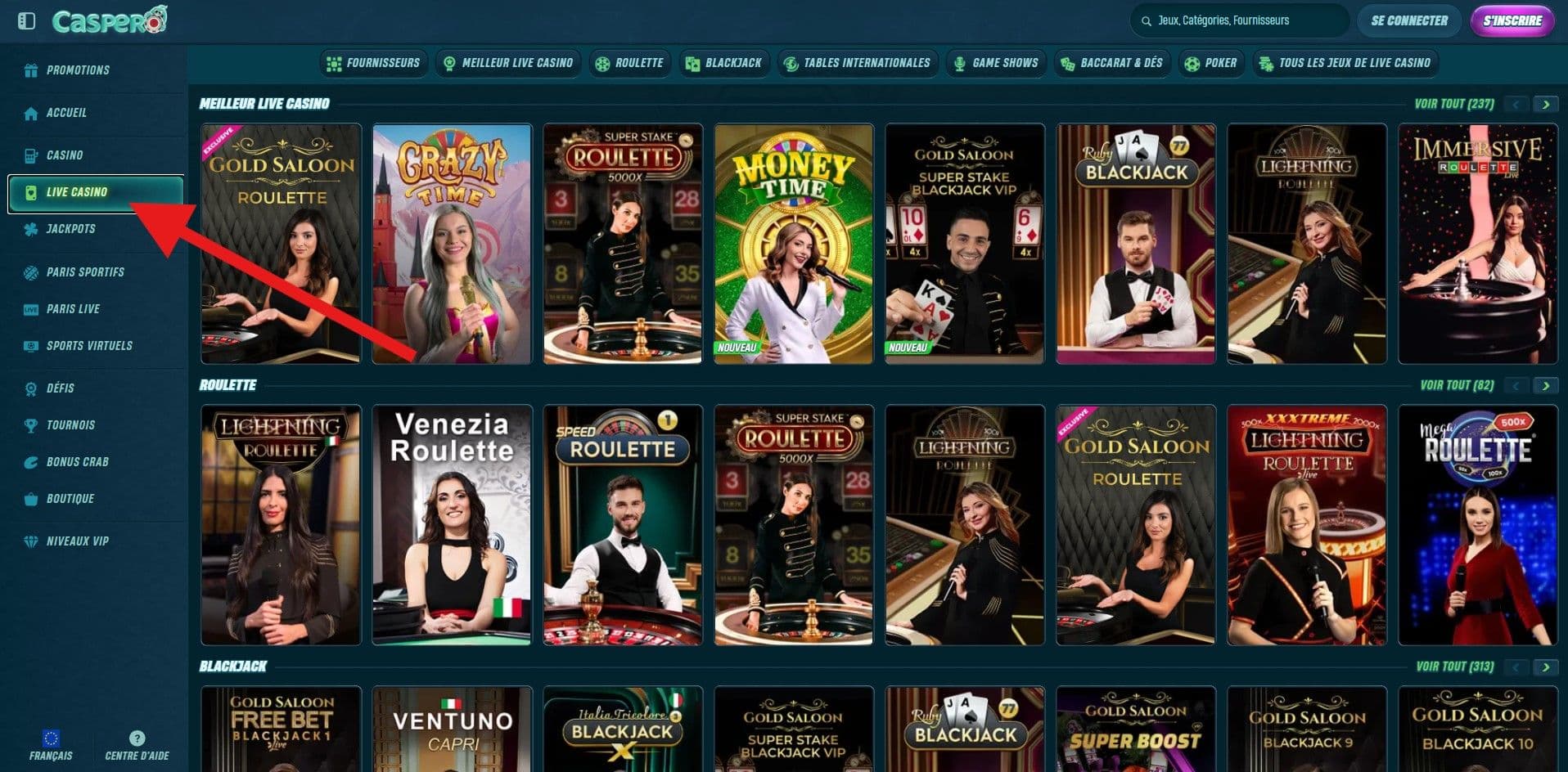 caspero casino en direct