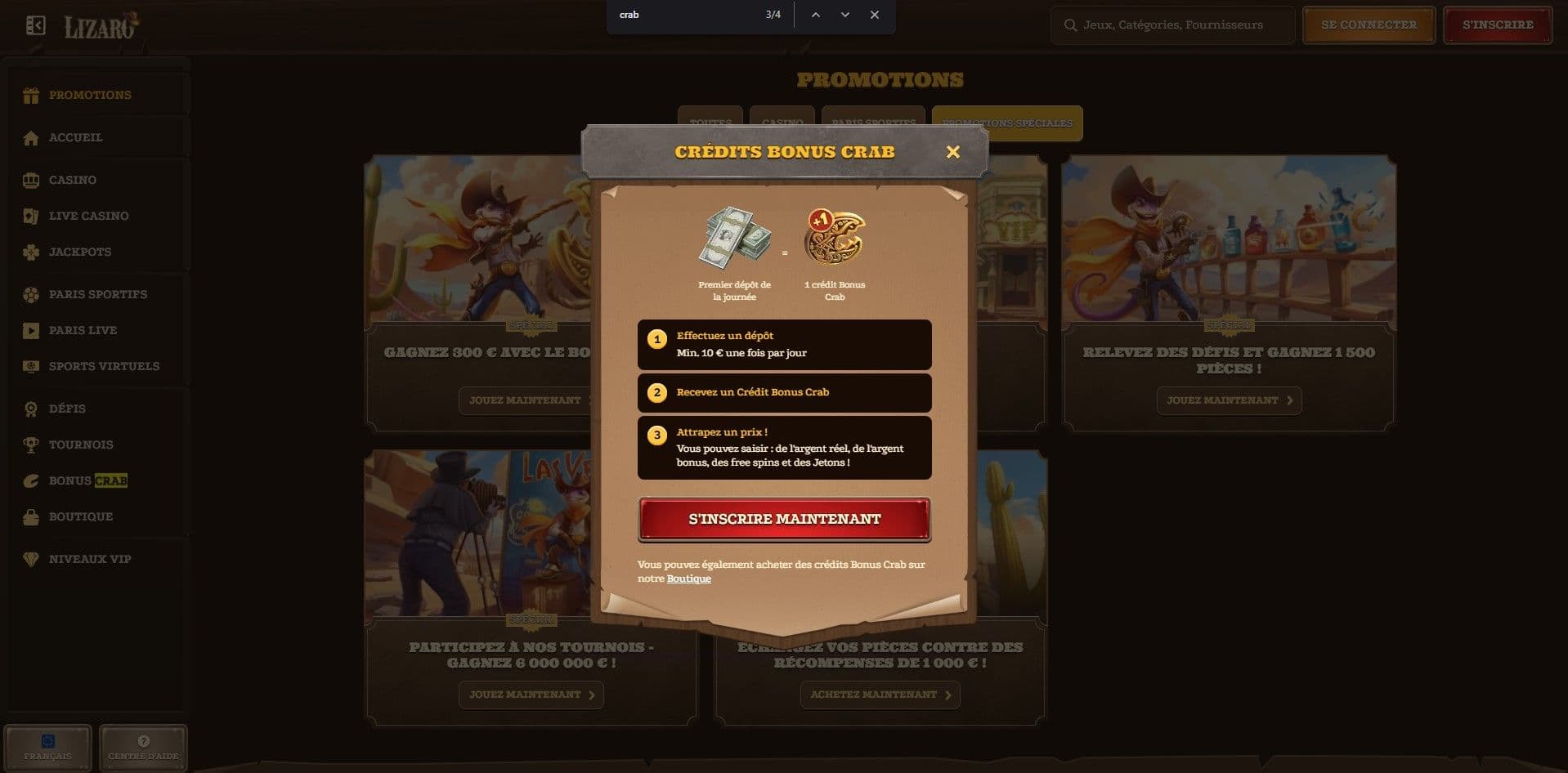 lizaro bonus crab