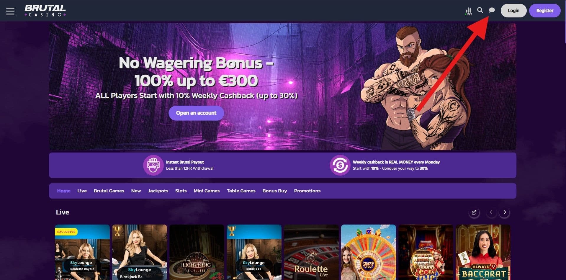 support client brutal casino