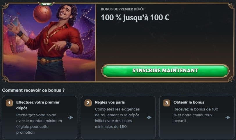 Le bonus de bienvenue spécial sport