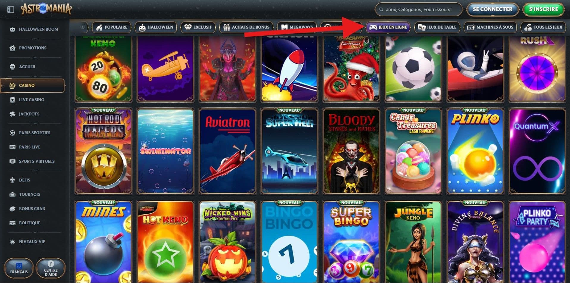 mini jeux et crash games astromania