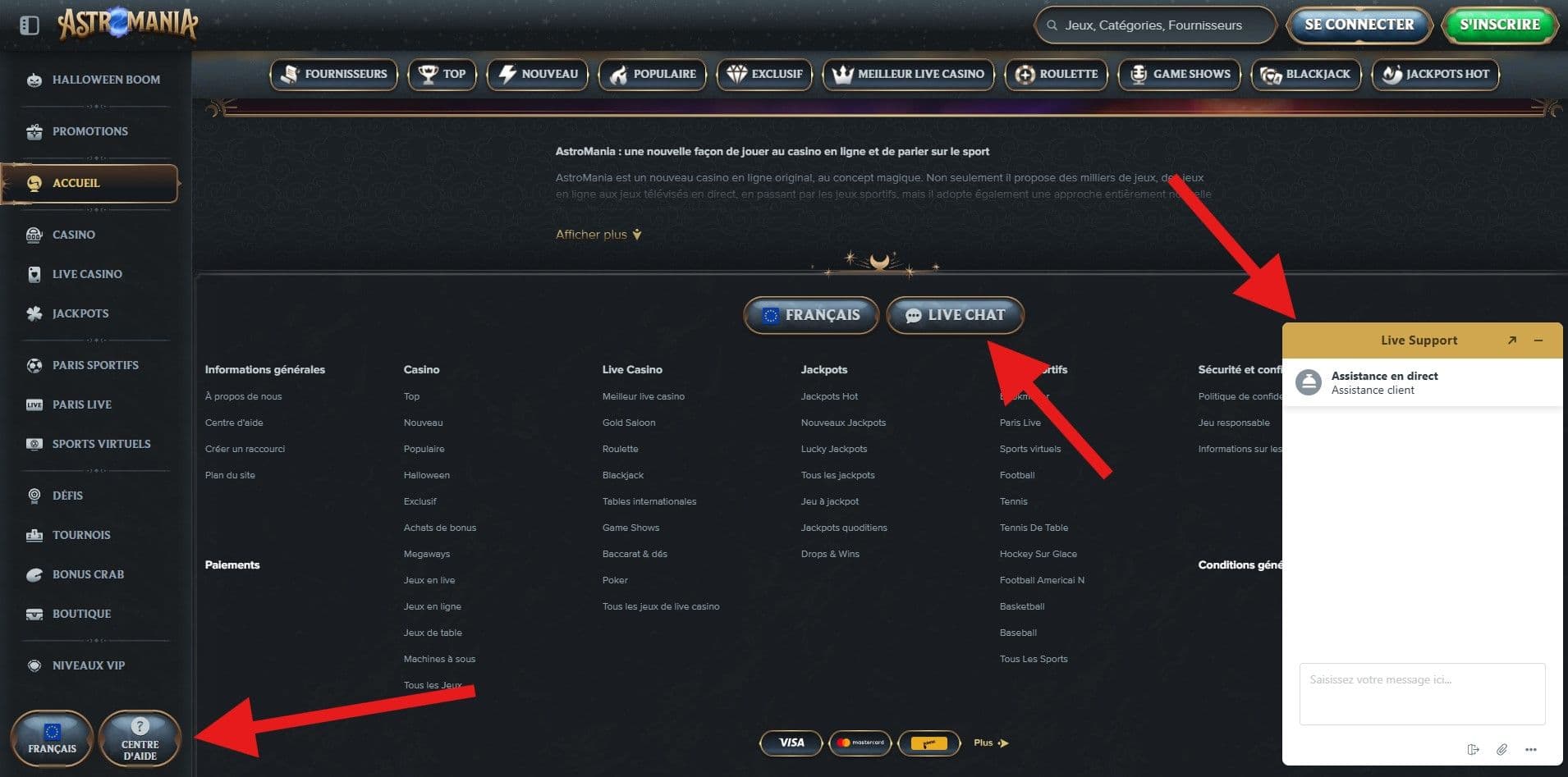 Le support client astromania