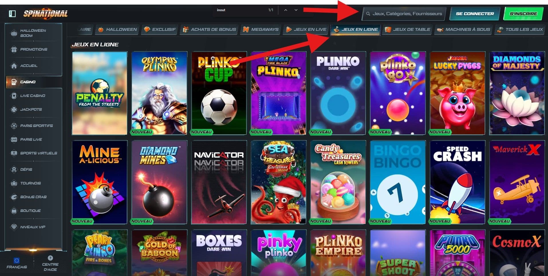 Spinational crash games et mini jeux