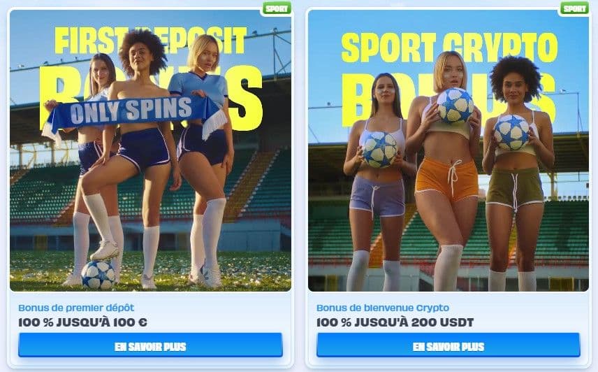Onlyspins bonus bienvenue paris sportif