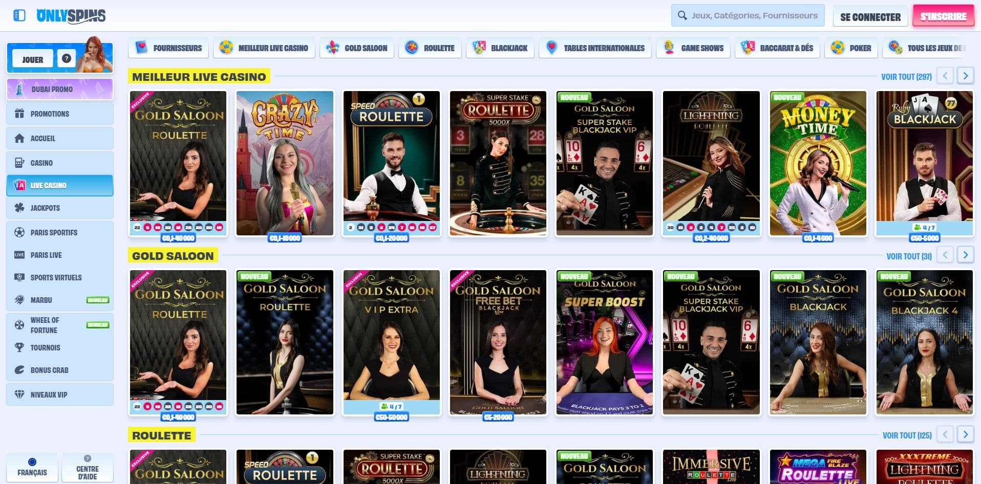 Onlyspins live casino