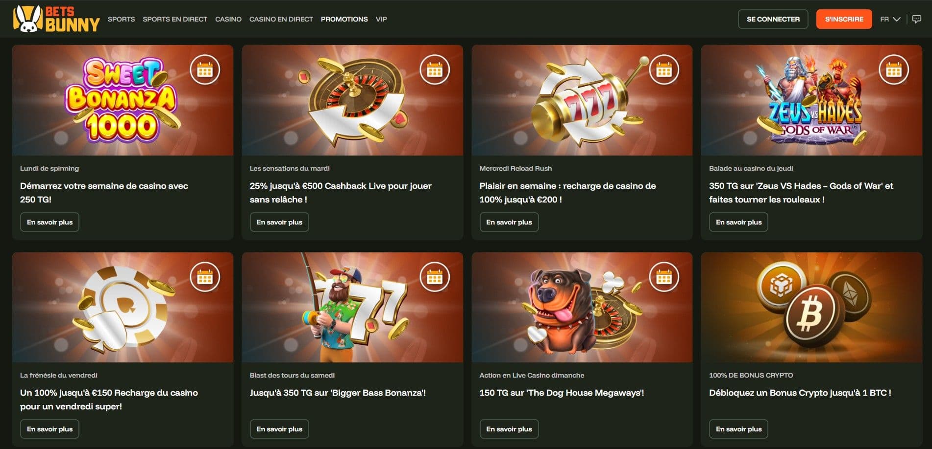 Bets bunny bonus hebdomadaires
