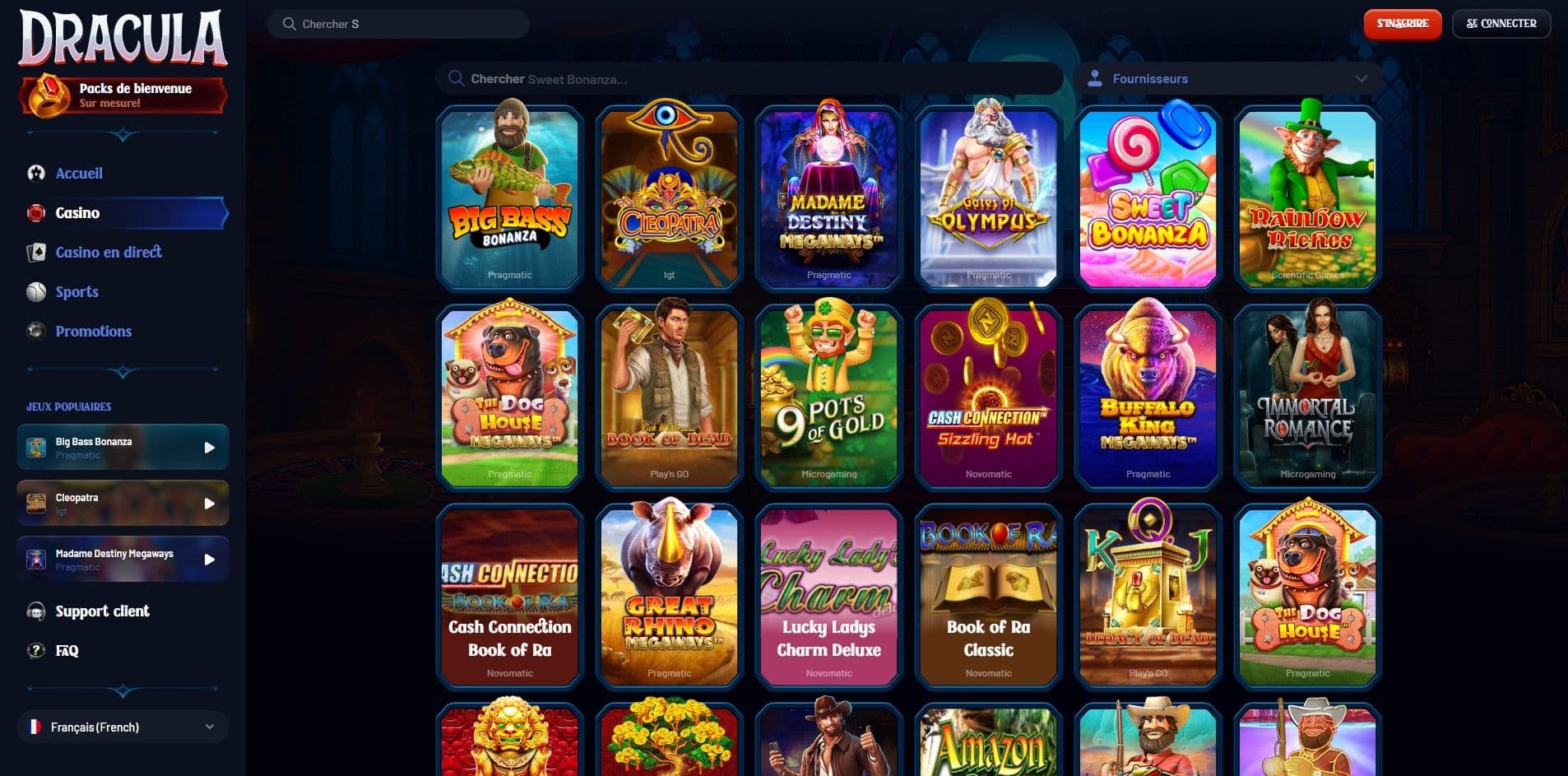 Dracula casino machines a sous