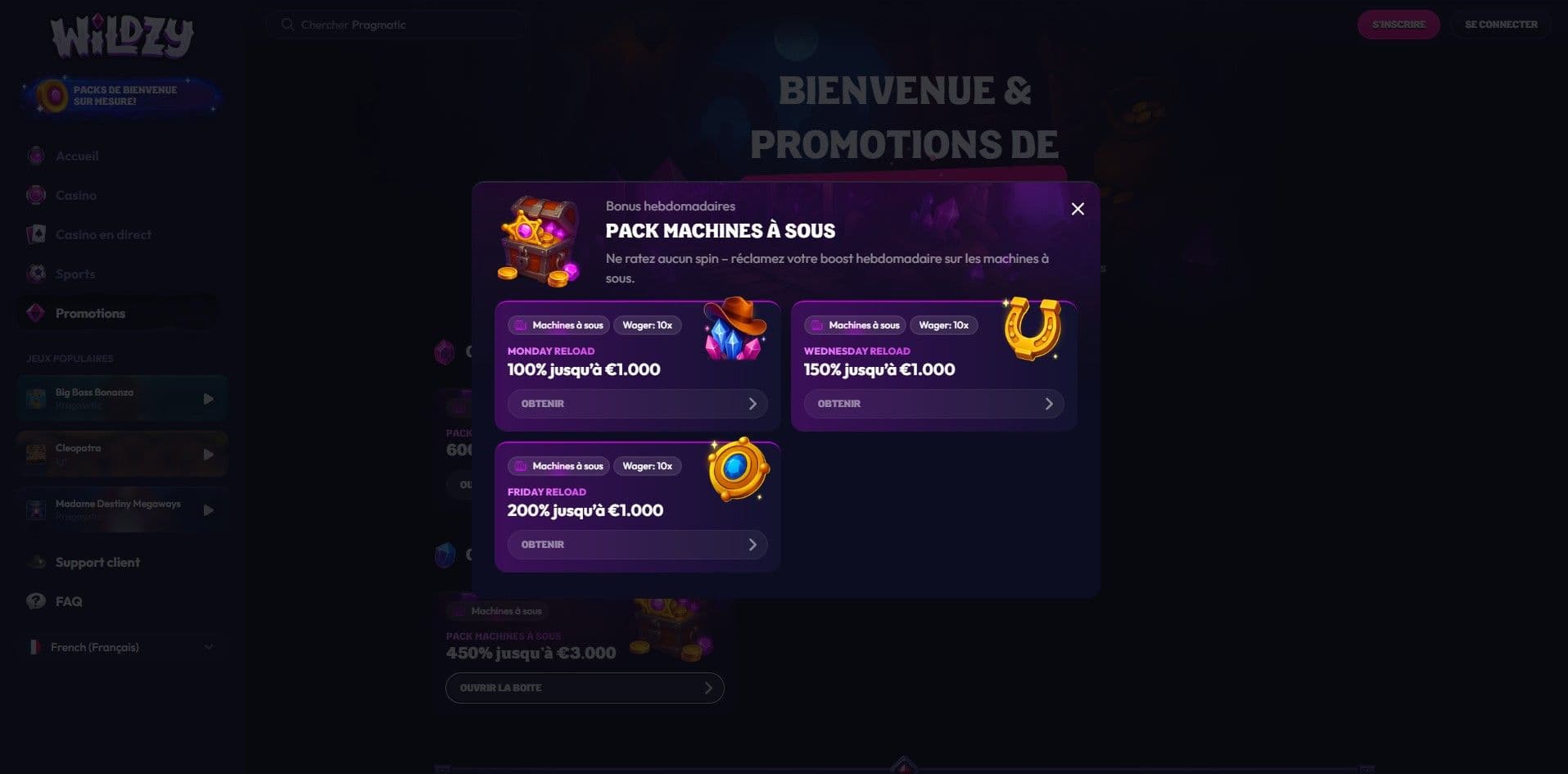 wildzy casino bonus hebdomadaire